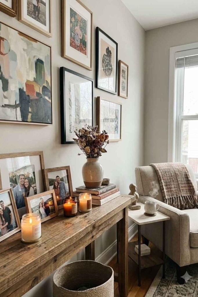 A modern couple’s bedroom should feel personal, comfortable, and meaningful to both partners. Add a few carefully chosen pieces that reflect your shared memories, interests, and style. Display a favorite photograph, a piece of artwork from a memorable trip, or a small collection of meaningful objects on a bedside table or shelf. You can also personalize the room through bedding, cushions, rugs, and décor in colors you both enjoy. Avoid adding too many items, as a few thoughtful details